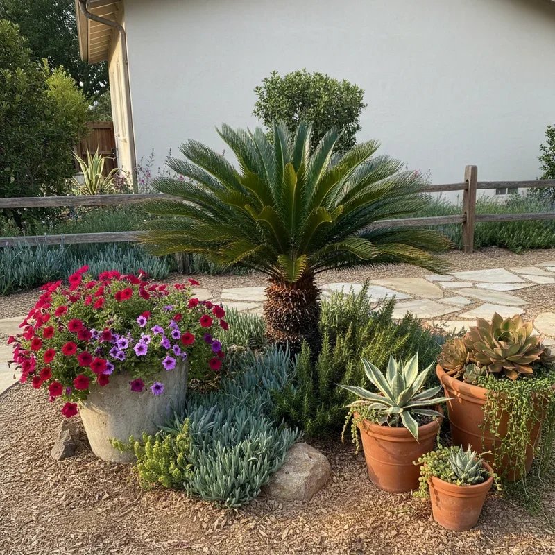 Front Yard Sago Palm Landscape Ideas