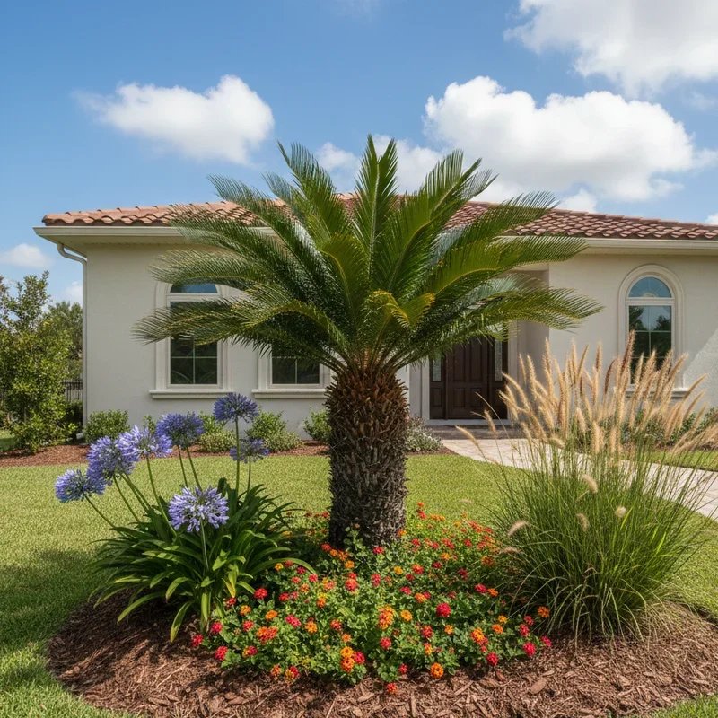 Front Yard Sago Palm Landscape Ideas