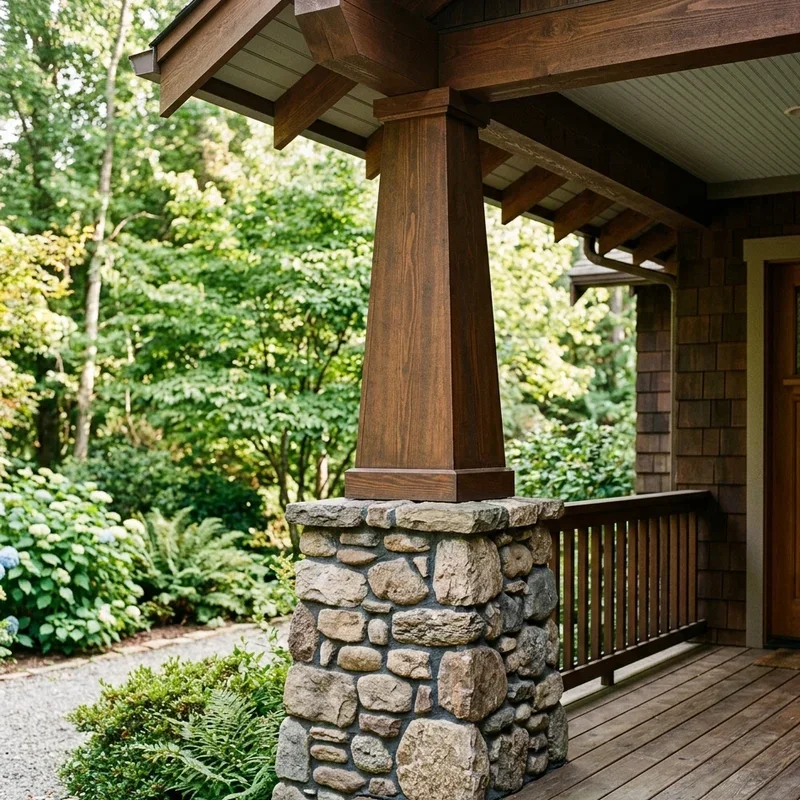 Front Porch Stone Pillar Ideas