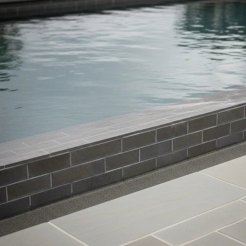 Grey Pool Waterline Tile Ideas
