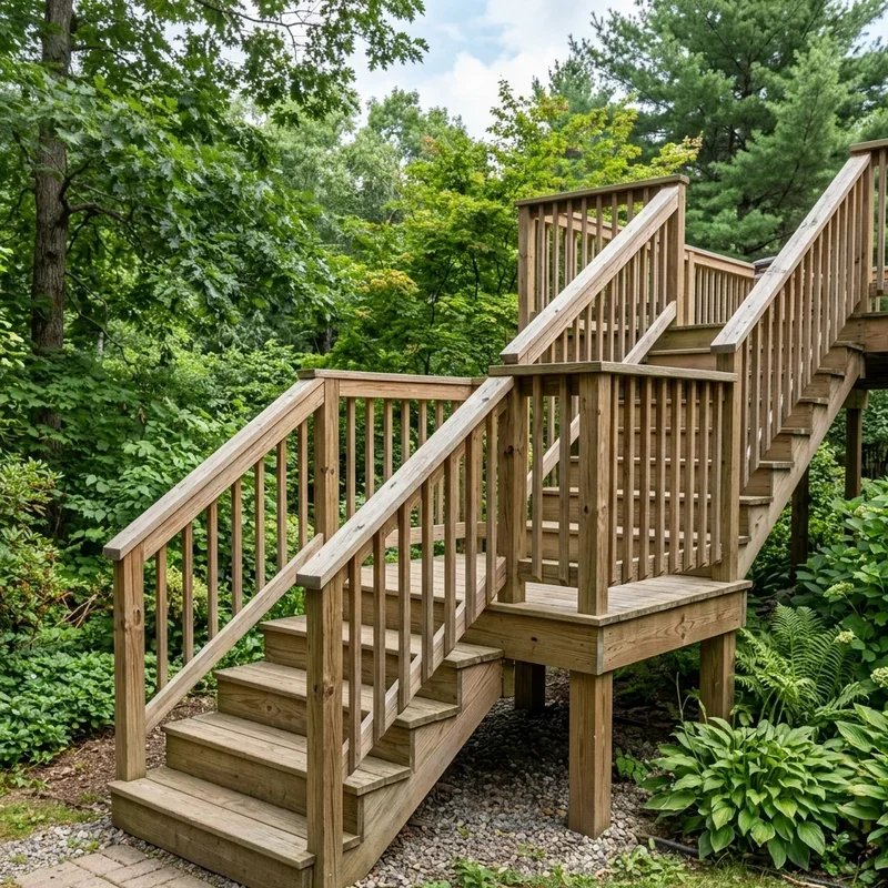 Deck Stairs with Landing Ideas