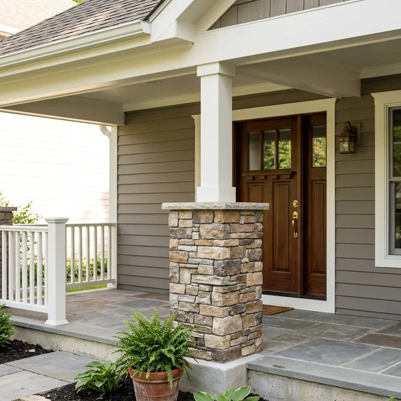 Front Porch Stone Pillar Ideas