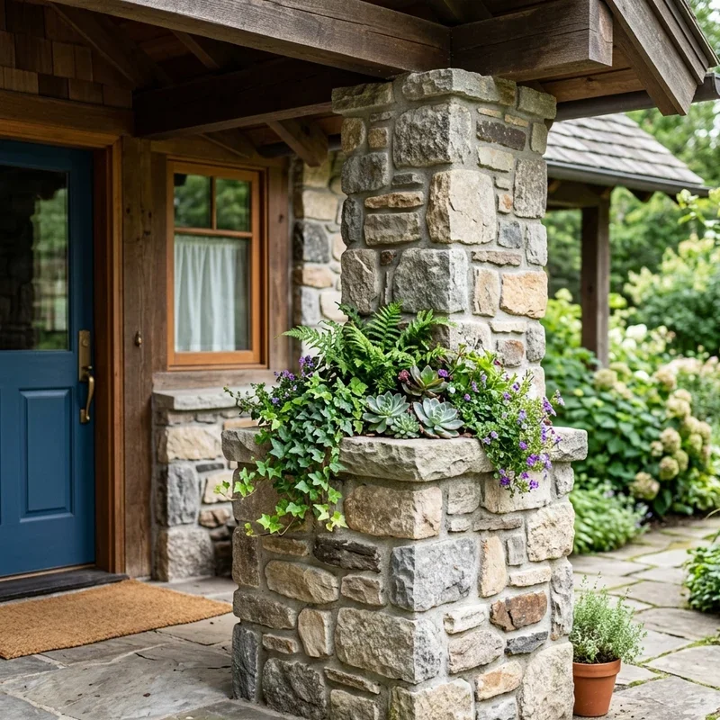 Front Porch Stone Pillar Ideas