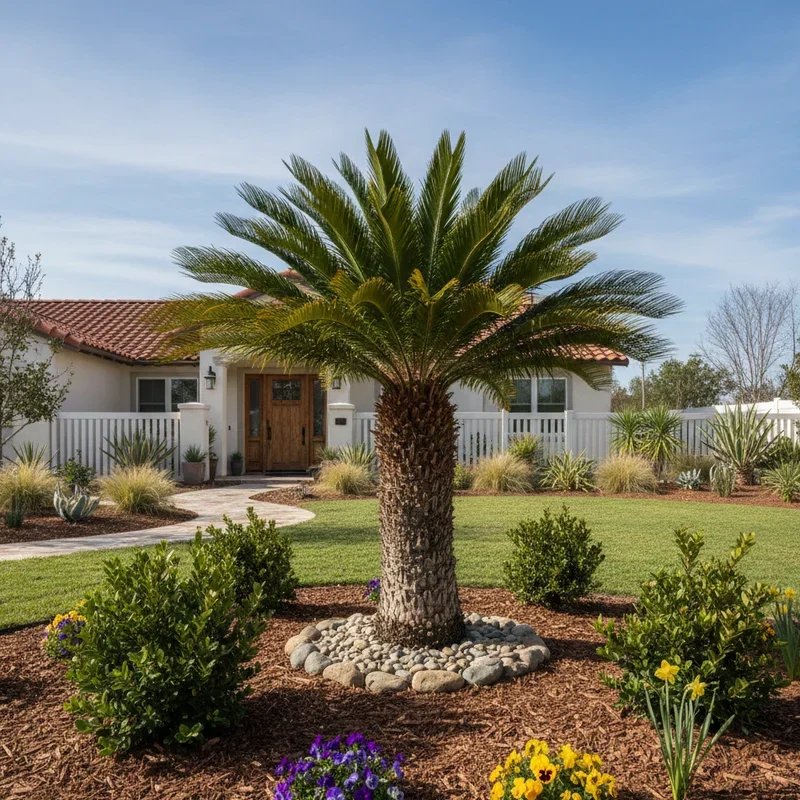 Front Yard Sago Palm Landscape Ideas