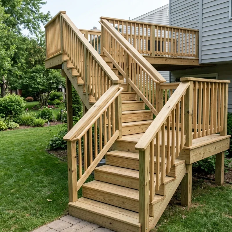 Deck Stairs with Landing Ideas