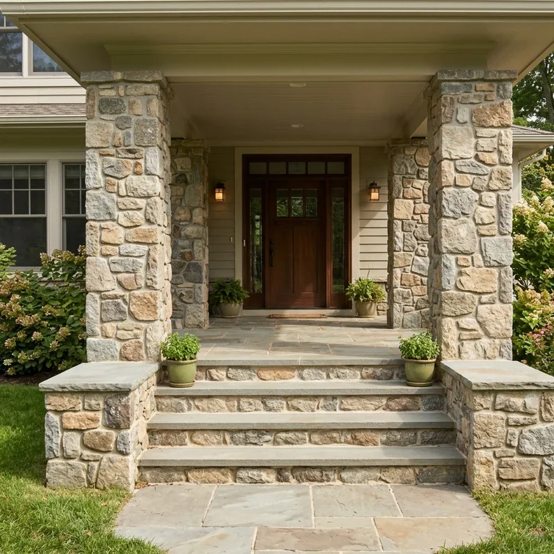 Front Porch Stone Pillar Ideas