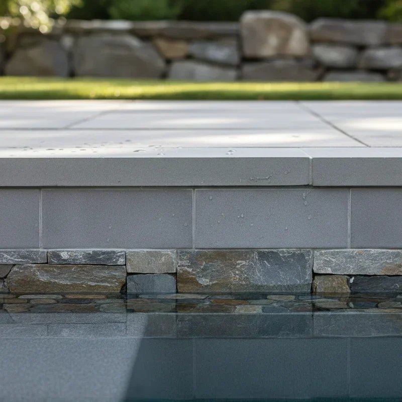 Grey Pool Waterline Tile Ideas