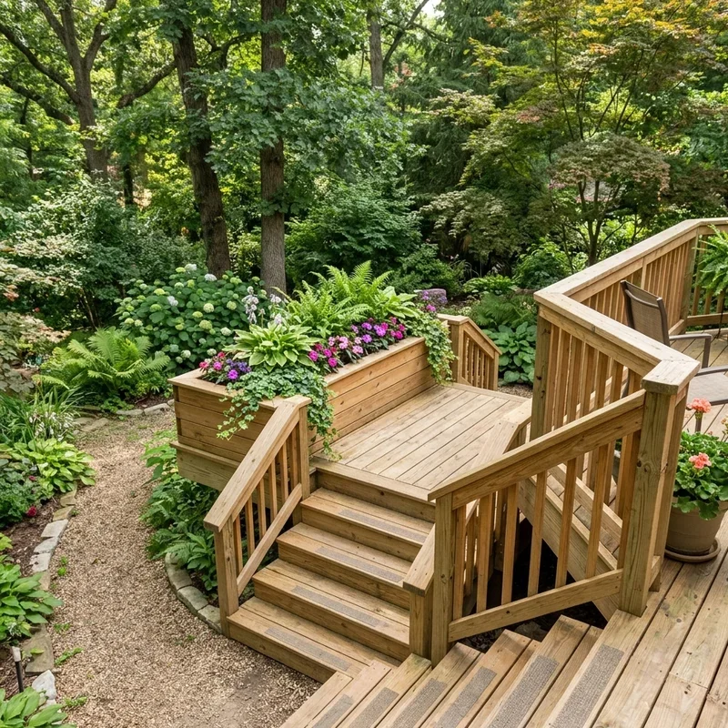 Deck Stairs with Landing Ideas
