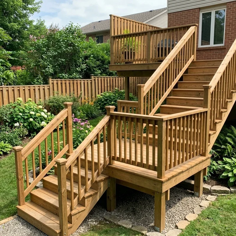Deck Stairs with Landing Ideas
