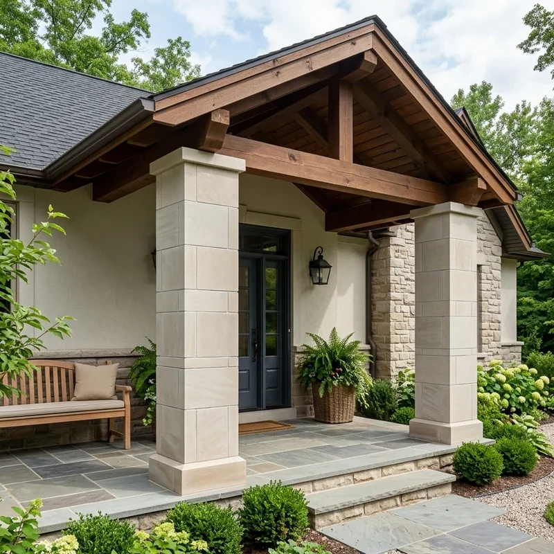 Front Porch Stone Pillar Ideas