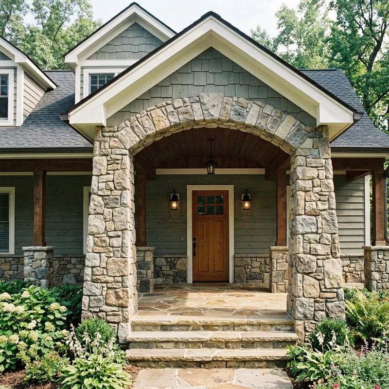 Front Porch Stone Pillar Ideas