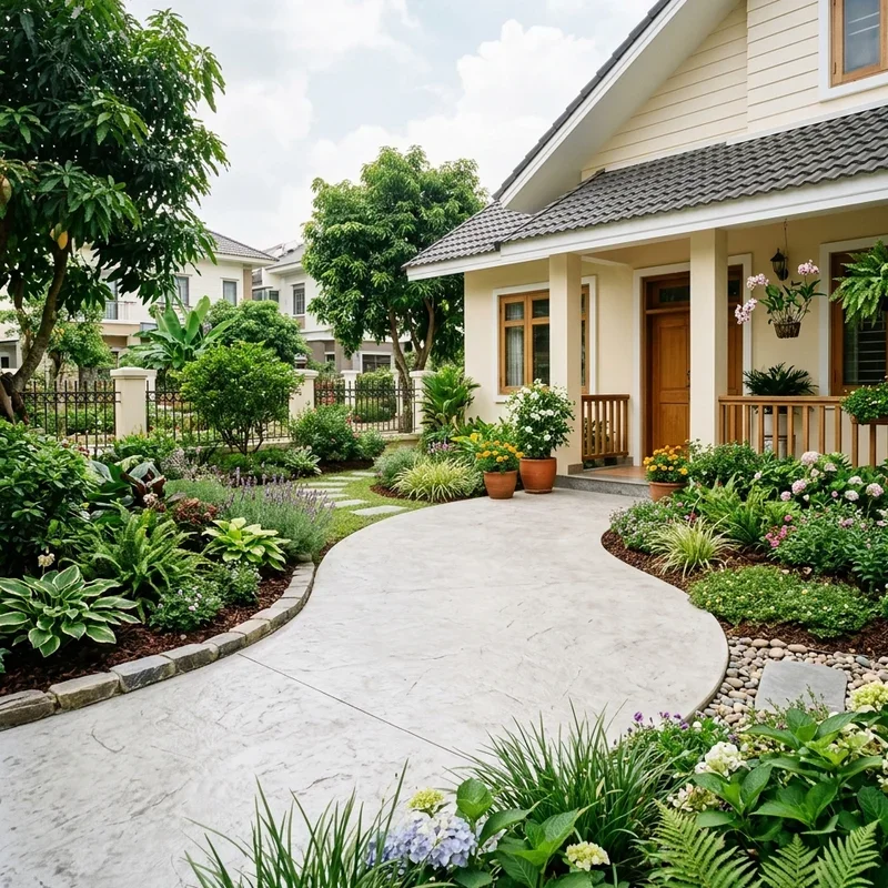 Front Yard Concrete Patio Ideas