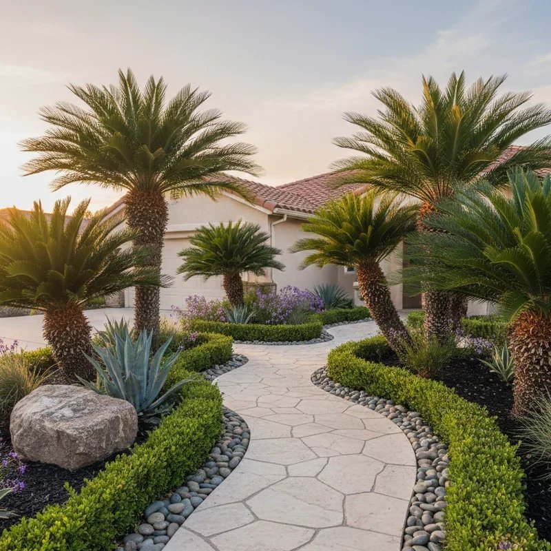 Front Yard Sago Palm Landscape Ideas
