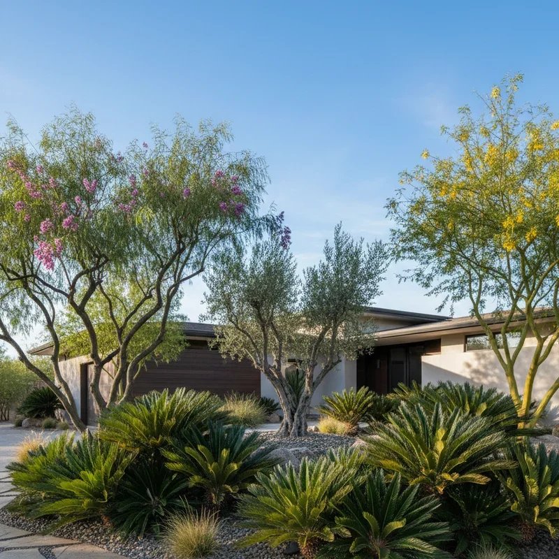 Front Yard Sago Palm Landscape Ideas