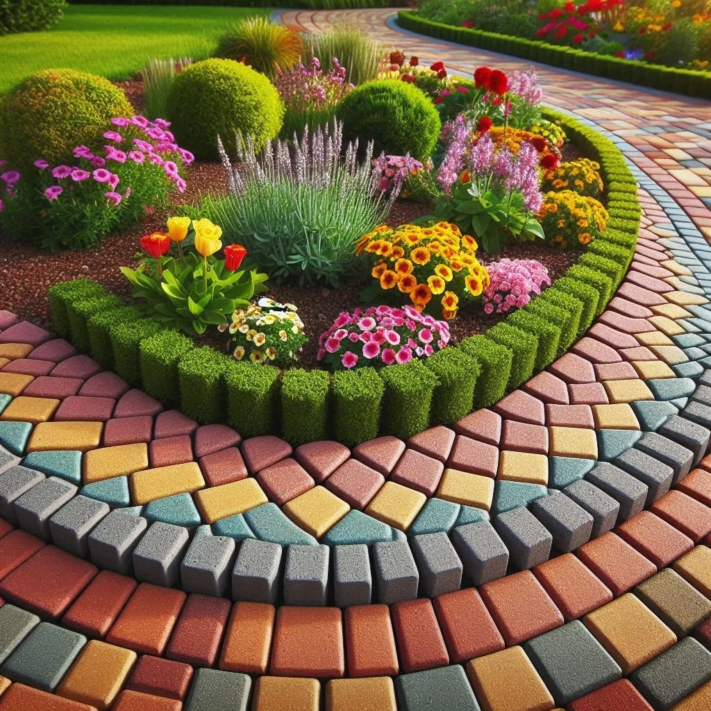 View of 15 Paver Edging Ideas for a Polished Landscape Look