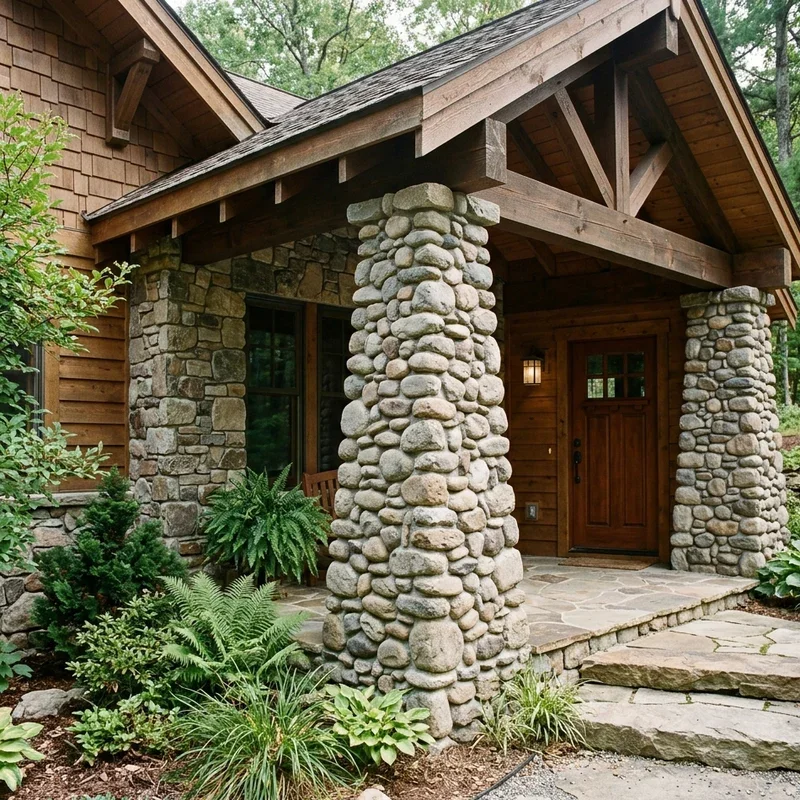 Front Porch Stone Pillar Ideas
