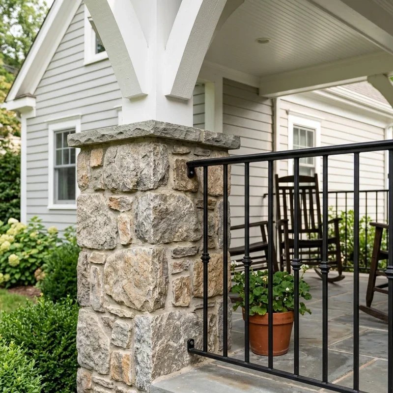 Front Porch Stone Pillar Ideas