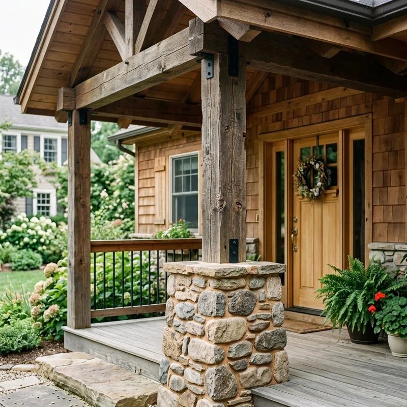 Front Porch Stone Pillar Ideas