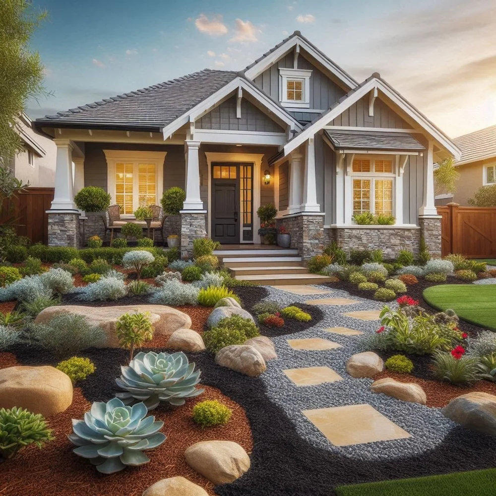 15 Front Yard Landscaping Ideas with Rocks and Mulch