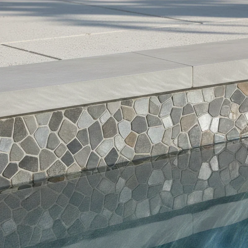 Grey Pool Waterline Tile Ideas