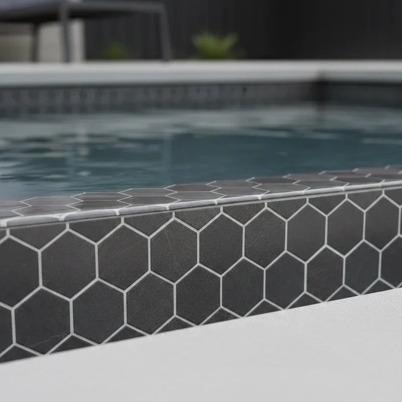 Grey Pool Waterline Tile Ideas