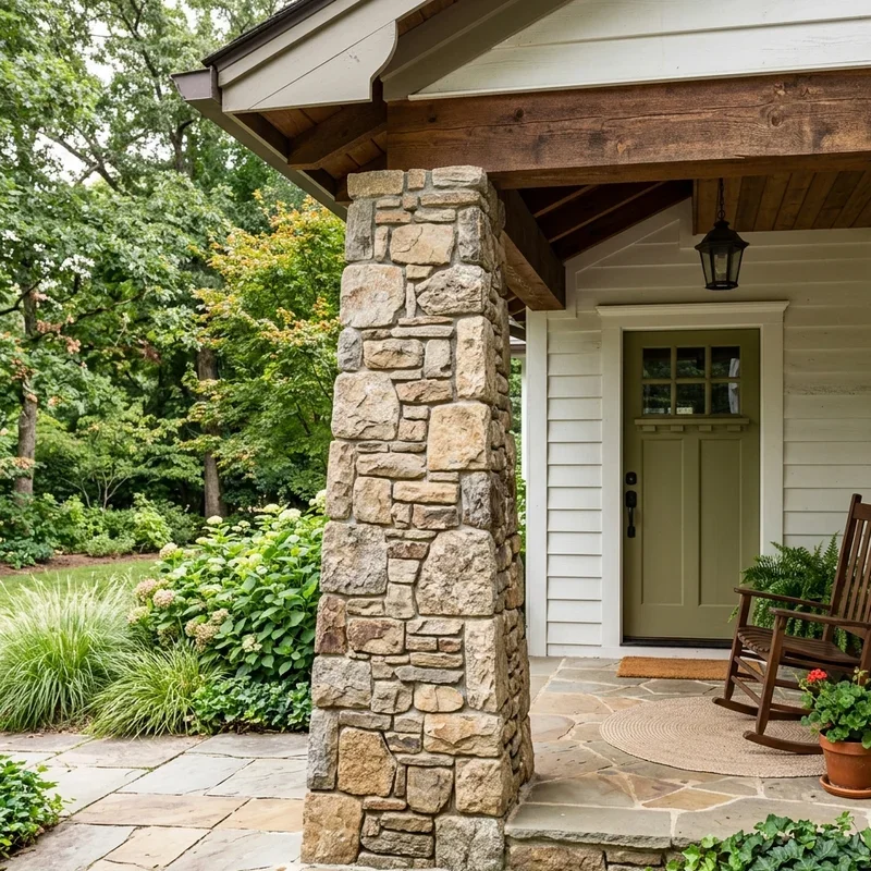Front Porch Stone Pillar Ideas