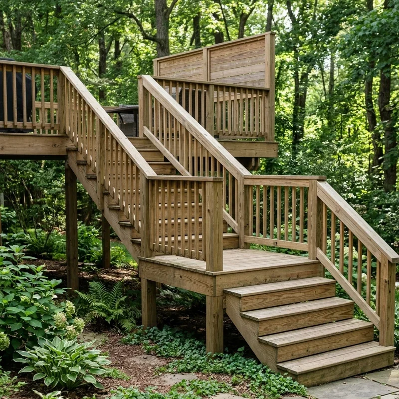Deck Stairs with Landing Ideas