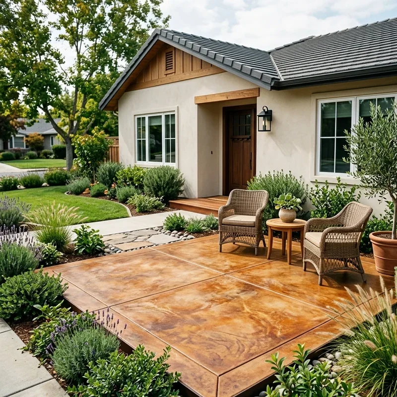 Front Yard Concrete Patio Ideas