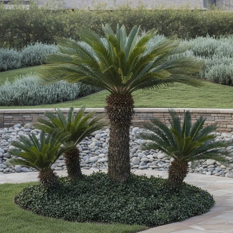 Front Yard Sago Palm Landscape Ideas