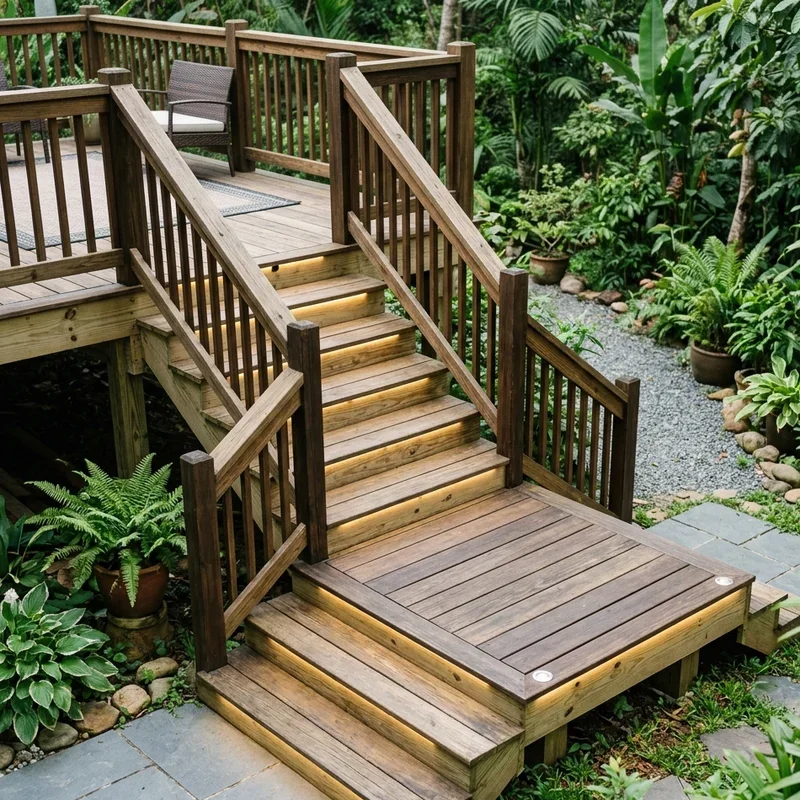 Deck Stairs with Landing Ideas