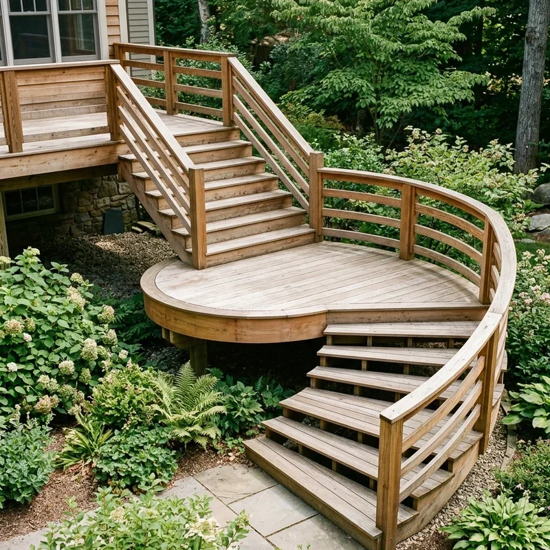 Deck Stairs with Landing Ideas