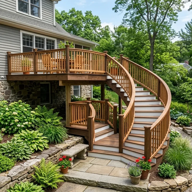 Deck Stairs with Landing Ideas