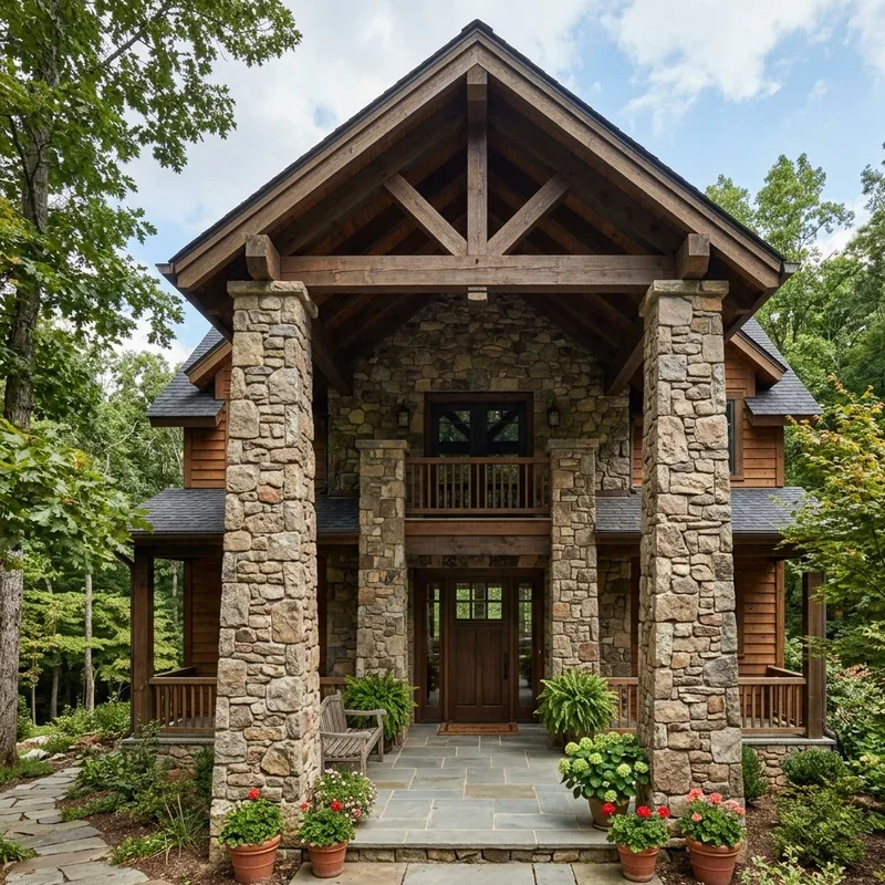 Front Porch Stone Pillar Ideas