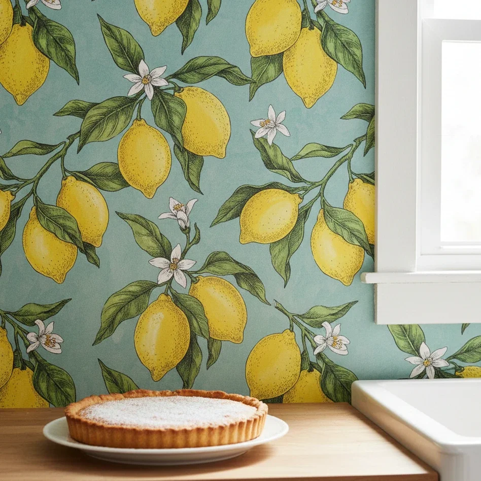 How Lemon Wallpaper Can Refresh a Kitchen and Dining Area