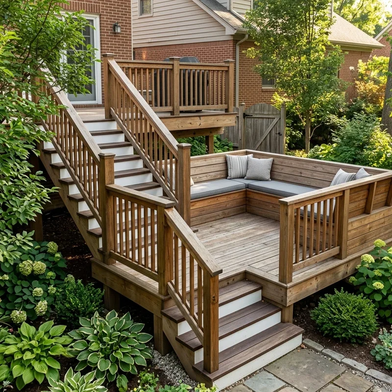 Deck Stairs with Landing Ideas