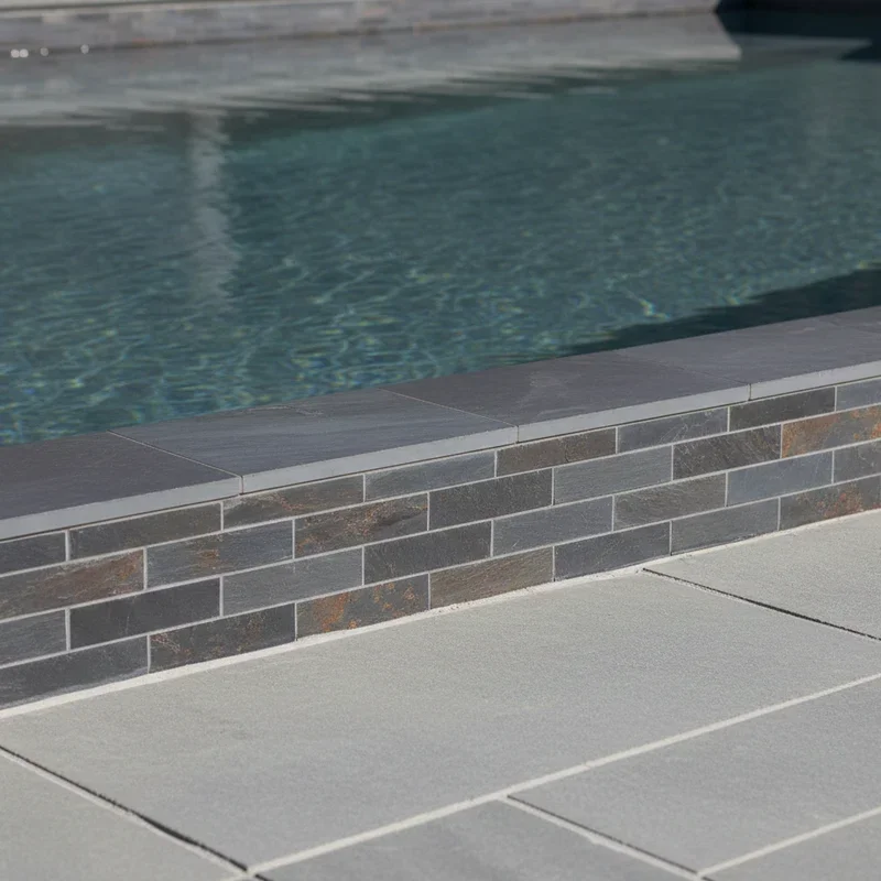 Grey Pool Waterline Tile Ideas