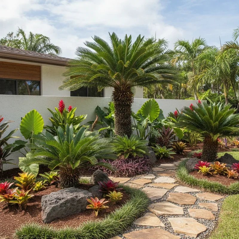 Front Yard Sago Palm Landscape Ideas