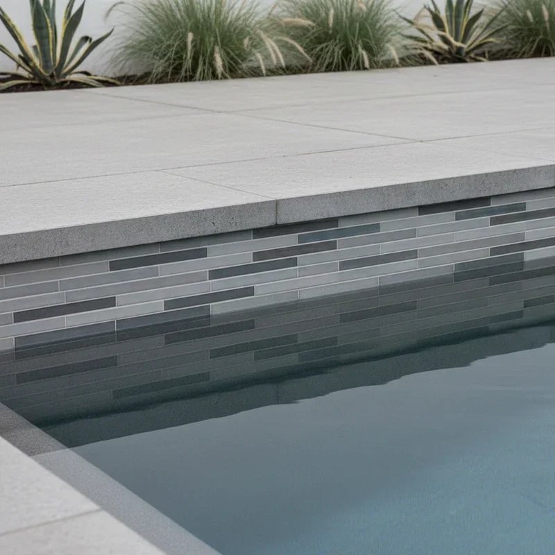 Grey Pool Waterline Tile Ideas