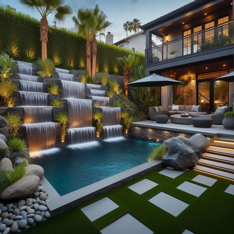 15 Stunning Waterfall Pool Ideas for Backyard Bliss