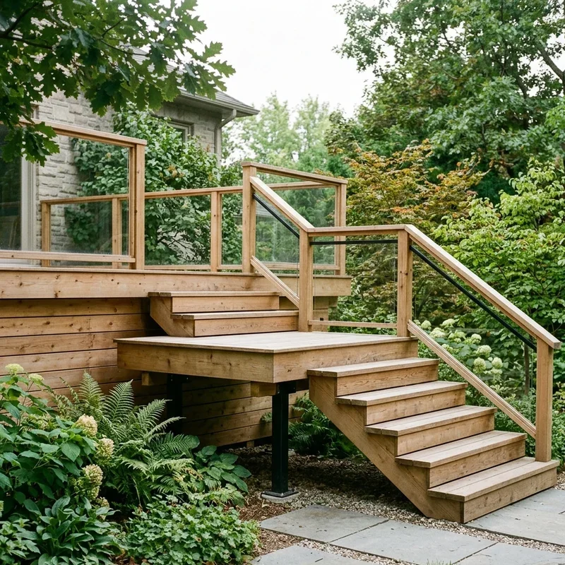 Deck Stairs with Landing Ideas