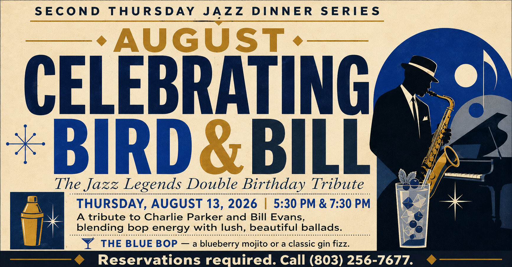 2nd Thursday Jazz DInner Series: Bird &amp; Bill