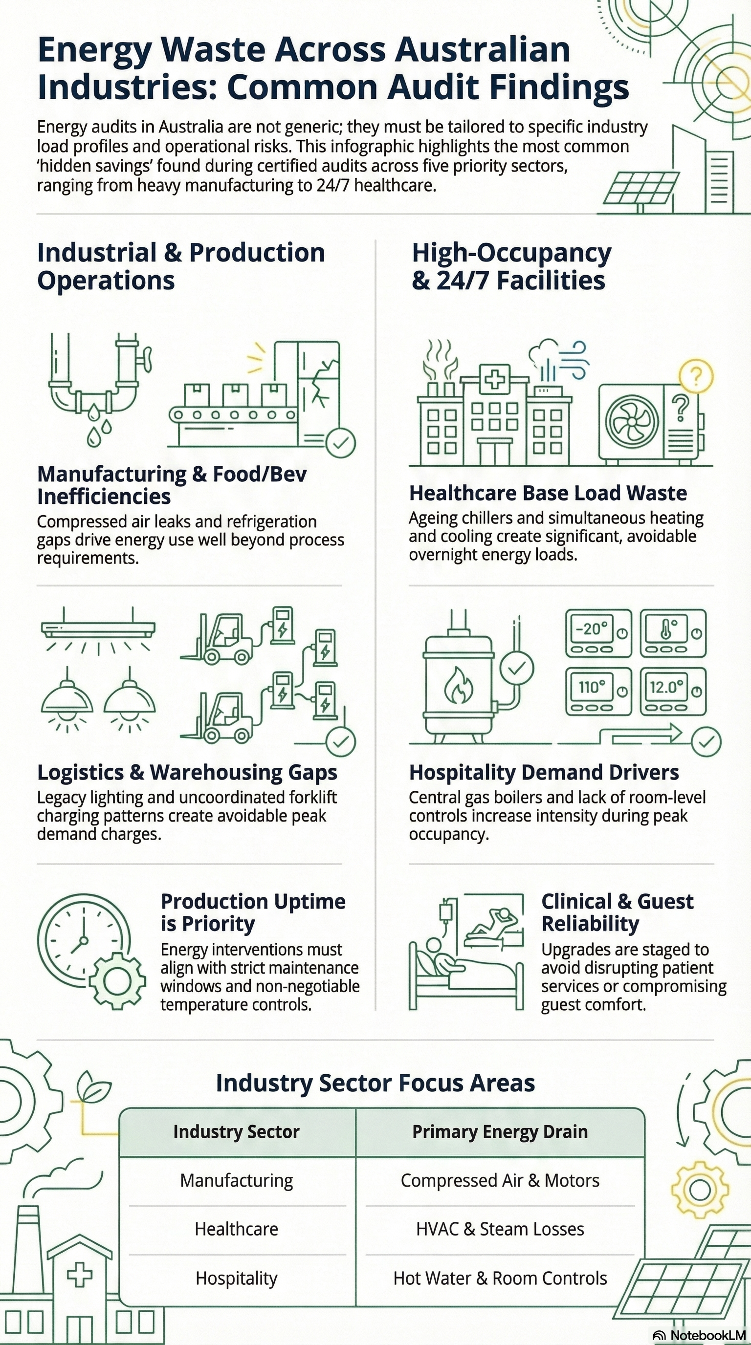 Common Energy Audit Findings by Industry Infographic