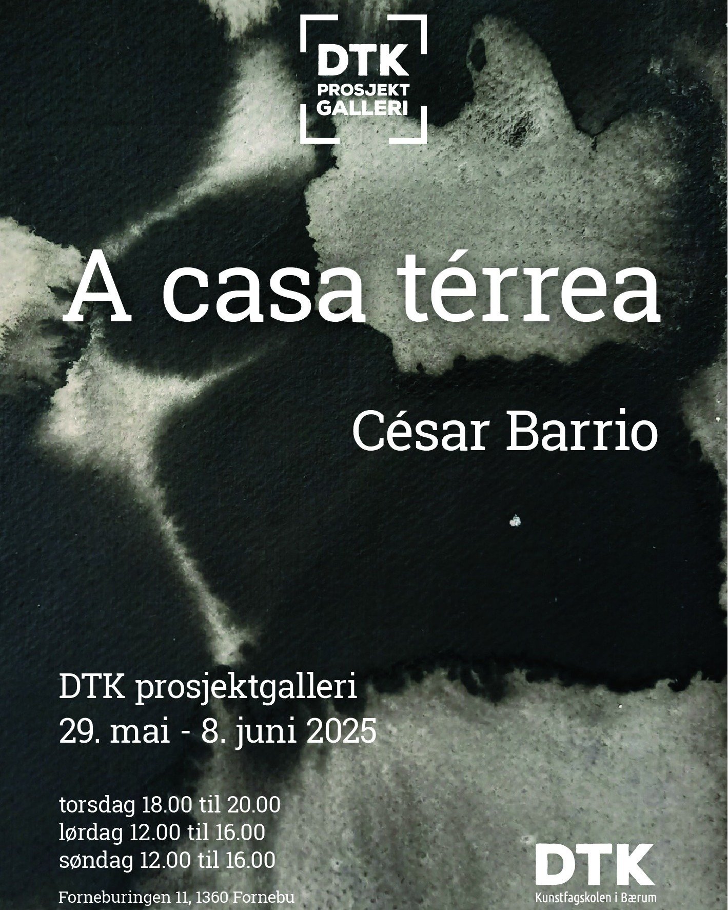 UTSTILLINGS&Aring;PNING 💥
I dag kl 18:00 er det &aring;pning av utstillingen A Casa T&eacute;rra av den spanske kunstneren Cesar Barrio p&aring; DTK prosjektgalleri!

Utstillingen A Casa T&eacute;rrea, er inspirert av et dikt av Sophia de Mello Brey