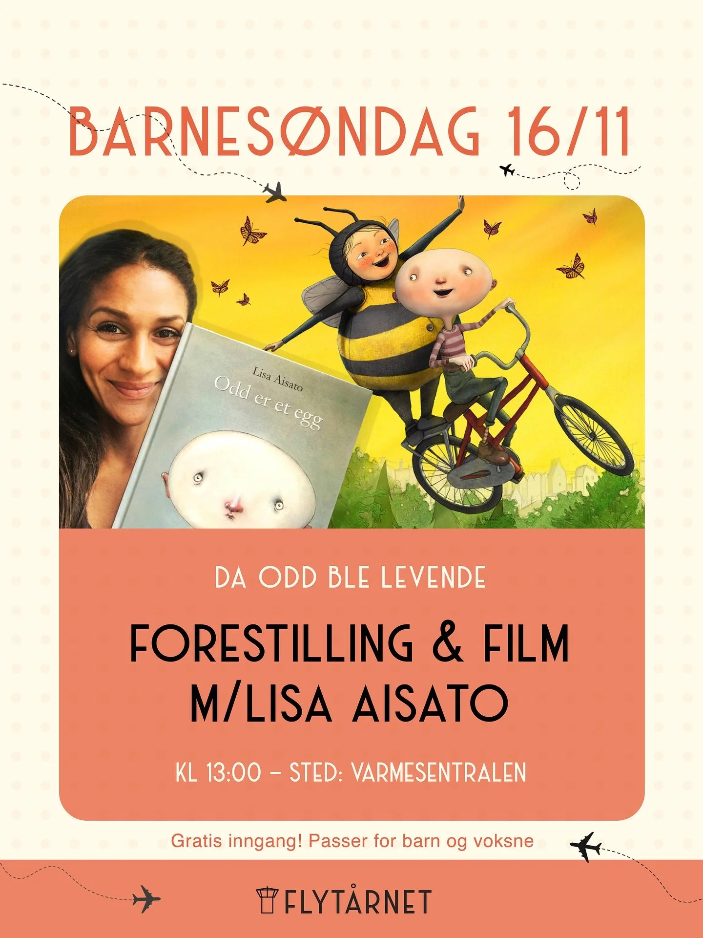 ✨🥚✨ BARNES&Oslash;NDAG 16/11: forestilling og filmvisning med Lisa Aisato!

🎭🎬 I forbindelse med Lisa Aisatos salgsutstilling p&aring; Varmesentralen, holder hun en halvtimes forestilling for barn og voksne om boka og filmen Odd er et egg. Til slu
