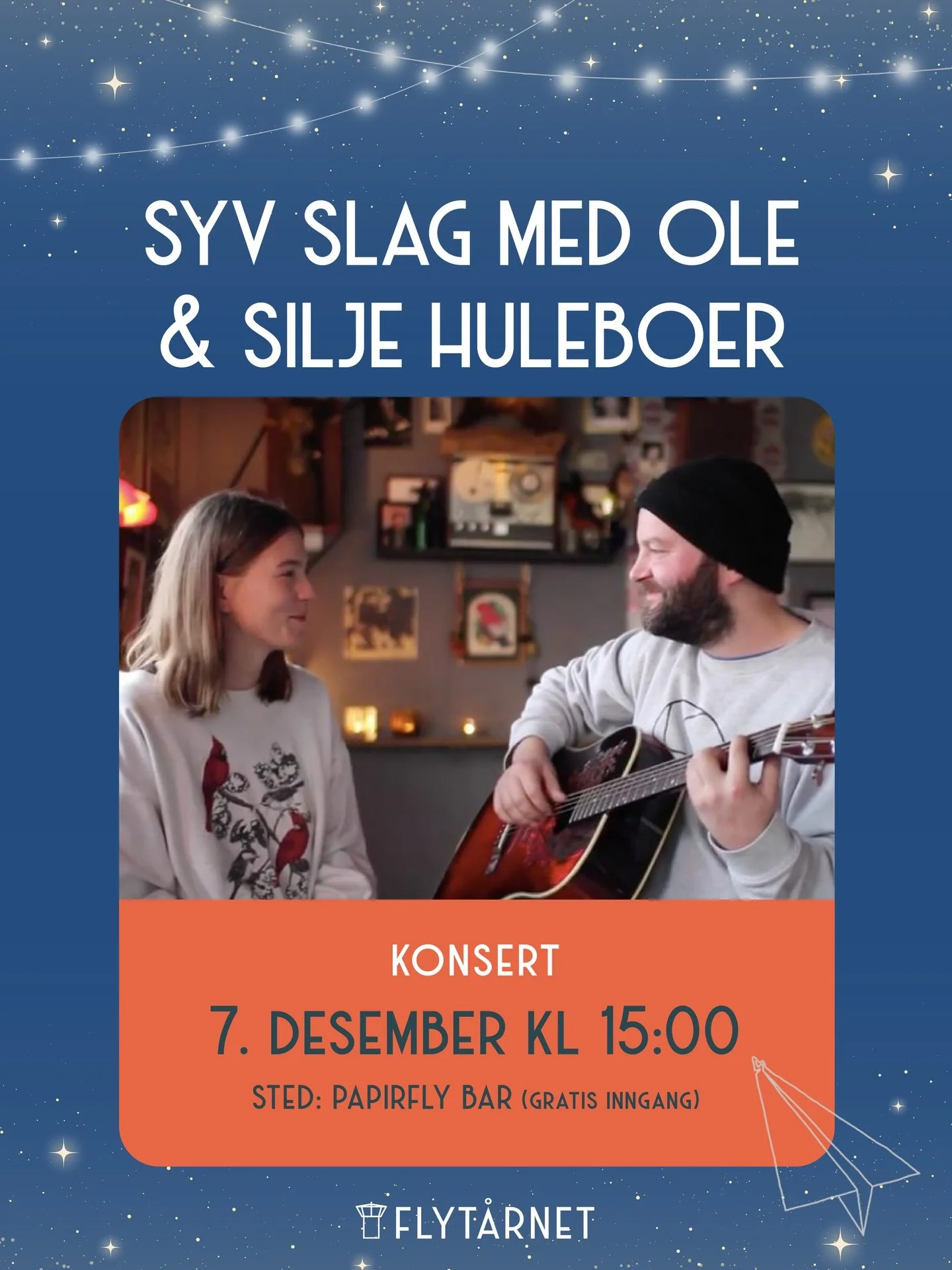 🎄 Velkommen til en av adventstidens store h&oslash;ydepunkter!
Det blir g&aring;sehud, god musikk, et snev av humor og herlig stemning n&aring;r Ole og Silje spiller en blanding av egne &laquo;Ole &amp; Silje&raquo;-l&aring;ter, julesanger, litt Jon