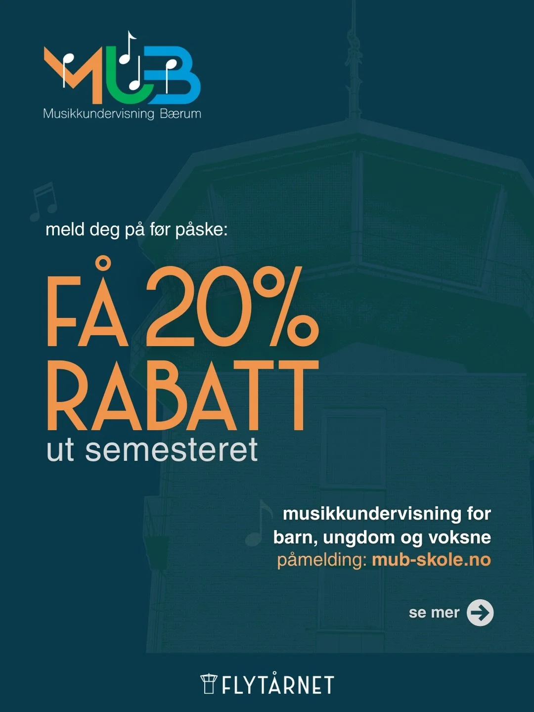 🎶 MUB-skole tilbyr undervisning for barn, ungdom og voksne i sang, piano, gitar, bass, trommer, fiolin og cello.

De tilbyr ogs&aring; damekor, band, grupper, familietimer og fleksible klippekortl&oslash;sninger.

🧑&zwj;🧑&zwj;🧒&zwj;🧒 Undervisnin