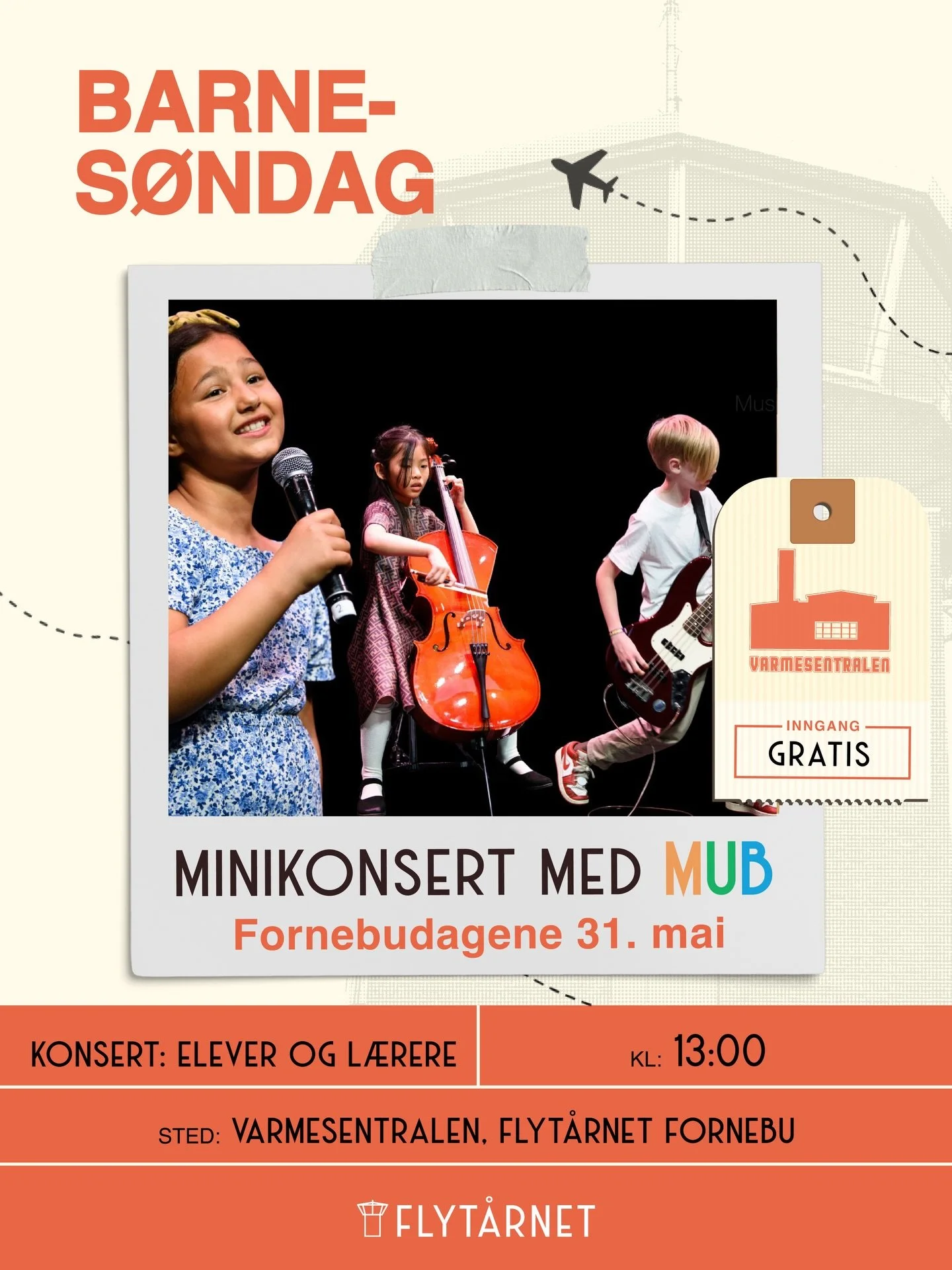 🎻 🥁 FORNEBUDAGENE BARNES&Oslash;NDAG: Minikonsert med MUB-skole!

🎶 MUB-skole &ndash; Musikkundervisning B&aelig;rum inviterer til en hyggelig minikonsert p&aring; Varmesentralen

📆 31. mai &ndash; Fornebudagene
🕐 Konsertstart 13:00
📍 Varmesent