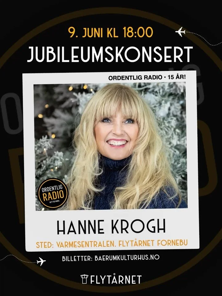 🎉 @ordentligradio , den eneste radiostasjonen som kun spiller norsk musikk, fyller 15 &aring;r og blir feiret av norske artister i Varmesentralen ved Flyt&aring;rnet Fornebu

📆 TIRSDAG 9. JUNI KL 19.00

🎶 Hanne Krogh
🎶 Unni Wilhelmsen
🎶 Ravi (so