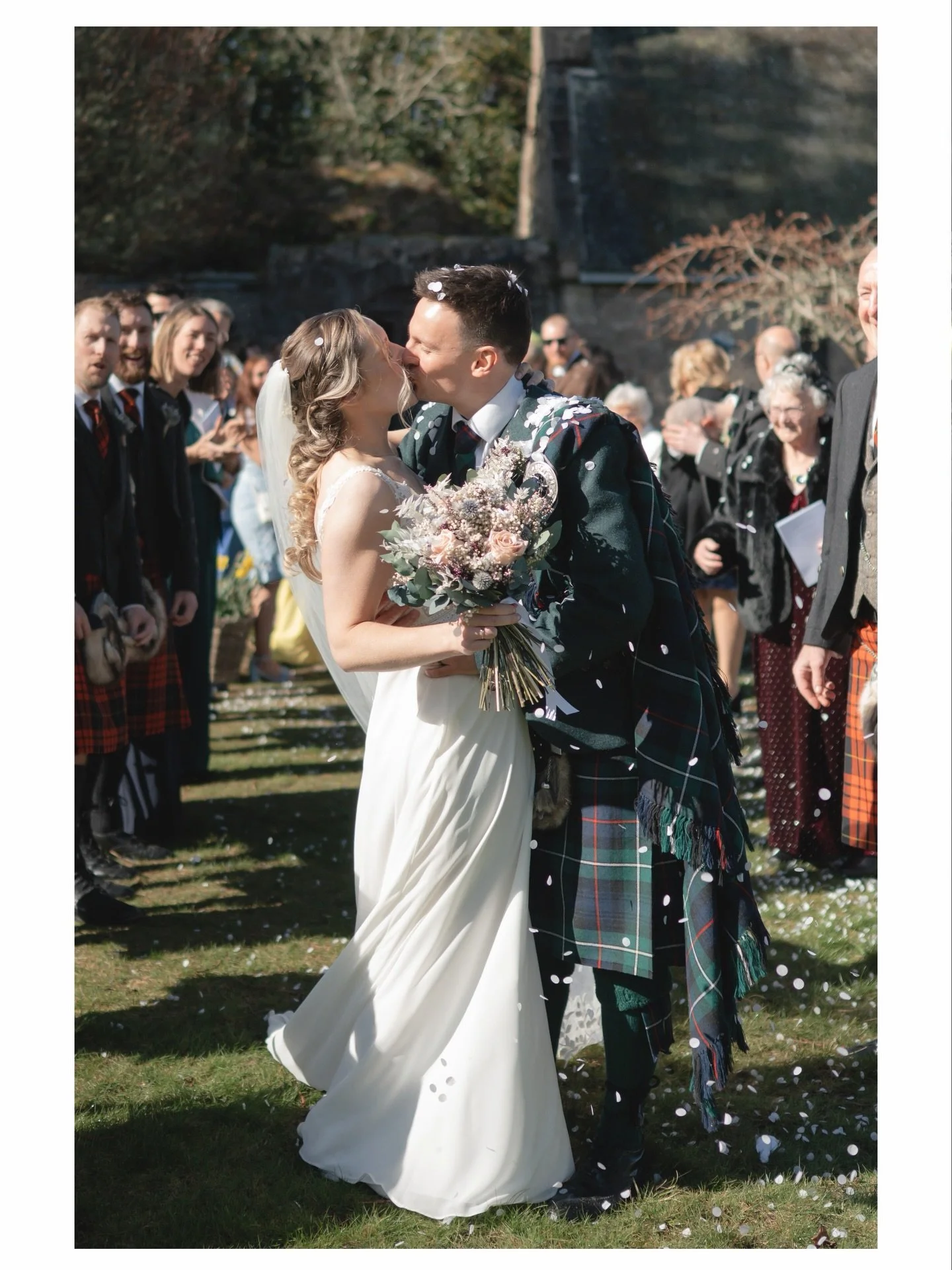 Mr and Mrs Yorkston ✨ 
.
A beautiful day for a beautiful couple. Congratulations to you both. 
.
.
.
.
.
Supplier team: 
✦
Photographer : @markleithphoto 
Ceremony: St Lesmo&rsquo;s Chapel @glentanar 
Flowers: @dried_flowers_uk 
Hair: @hair_by_stacey