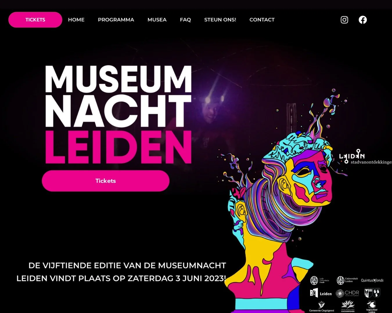 Campagnebeeld Museumnacht Leiden – stylized David-beeld met felle kleuren als visuele branding voor kunstnacht